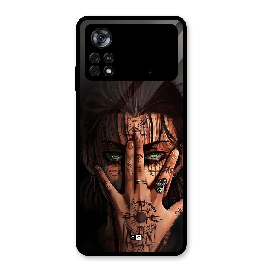 Eren Yeager Illustration Glass Back Case for Poco X4 Pro 5G