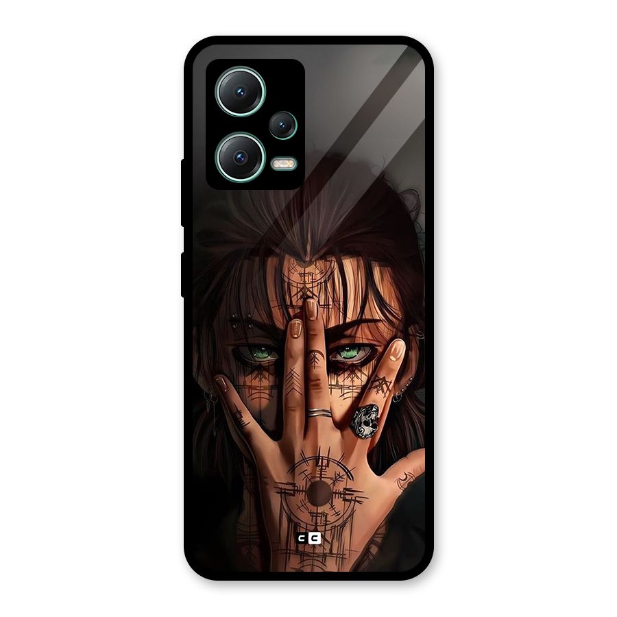 Eren Yeager Illustration Glass Back Case for Poco X5