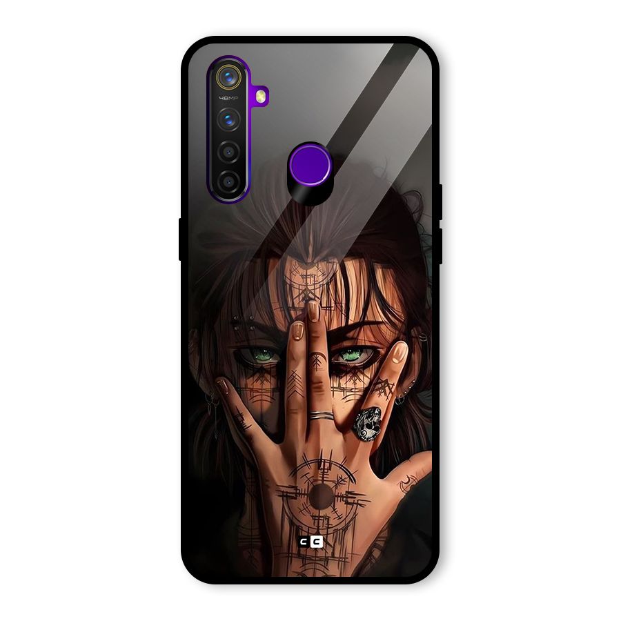 Eren Yeager Illustration Glass Back Case for Realme 5 Pro