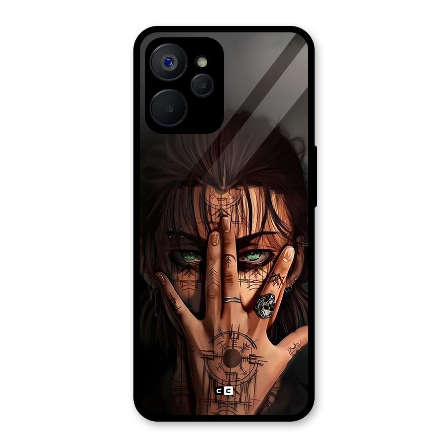 Eren Yeager Illustration Glass Back Case for Realme 9i 5G