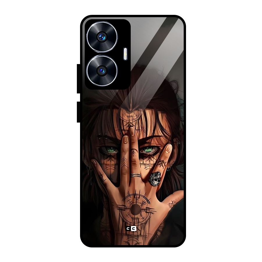 Eren Yeager Illustration Glass Back Case for Realme Narzo N55