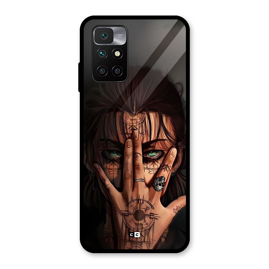 Eren Yeager Illustration Glass Back Case for Redmi 10 Prime