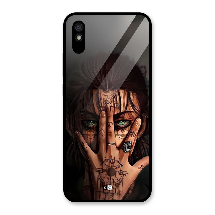 Eren Yeager Illustration Glass Back Case for Redmi 9A
