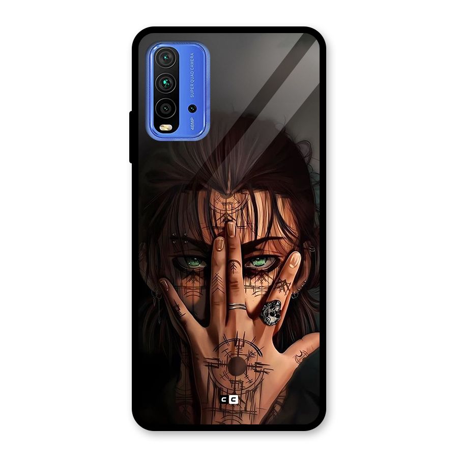 Eren Yeager Illustration Glass Back Case for Redmi 9 Power