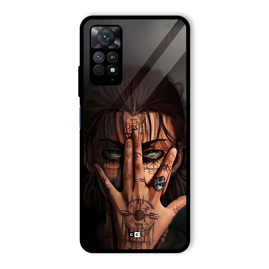 Eren Yeager Illustration Glass Back Case for Redmi Note 11 Pro