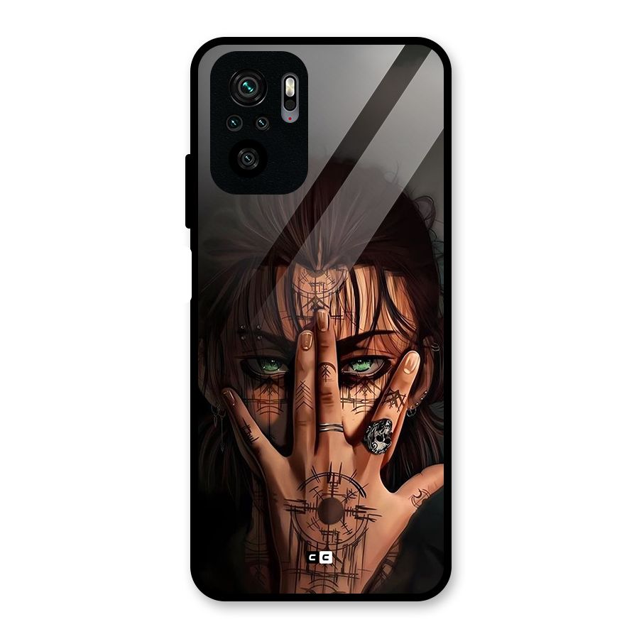 Eren Yeager Illustration Glass Back Case for Redmi Note 11 SE