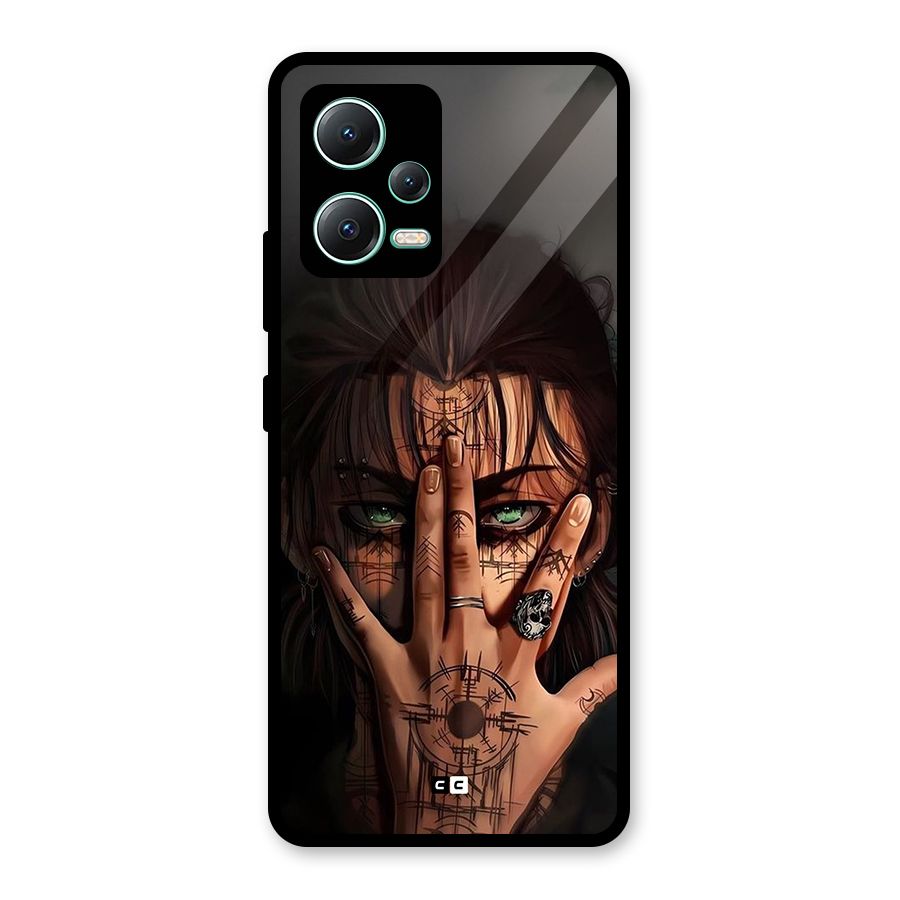 Eren Yeager Illustration Glass Back Case for Redmi Note 12 5G