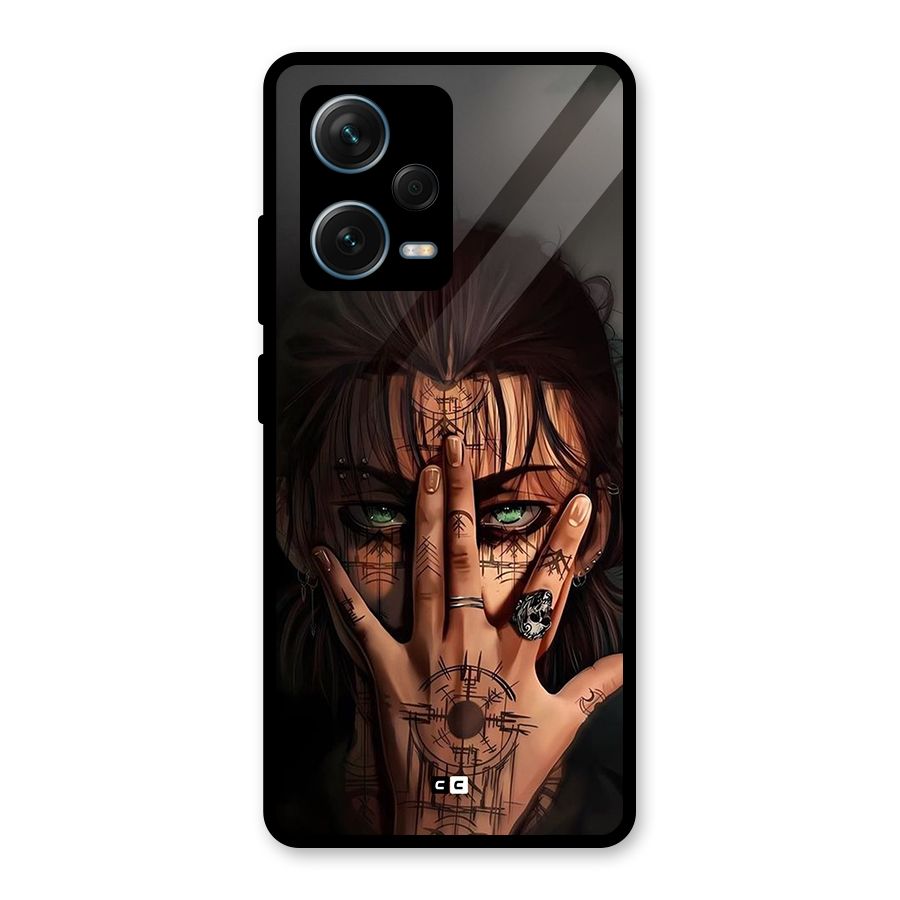 Eren Yeager Illustration Glass Back Case for Redmi Note 12 Pro Plus 5G