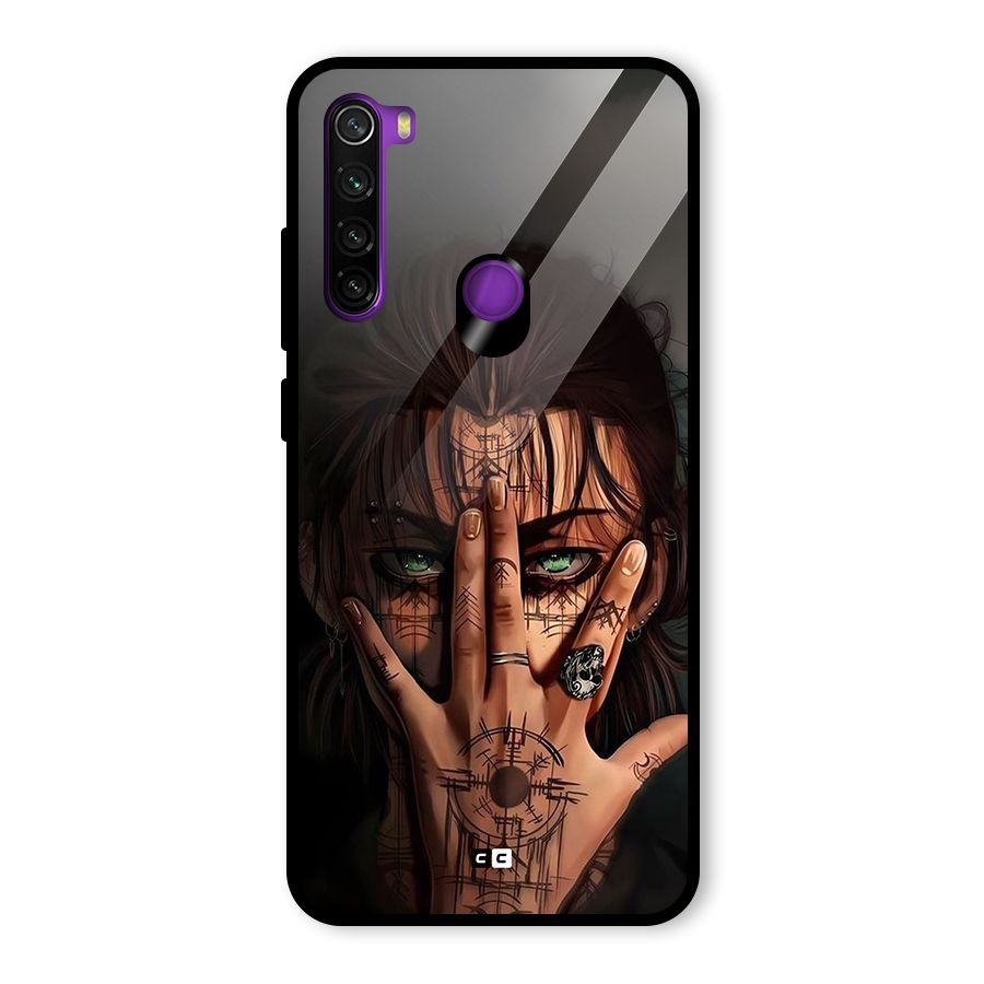 Eren Yeager Illustration Glass Back Case for Redmi Note 8