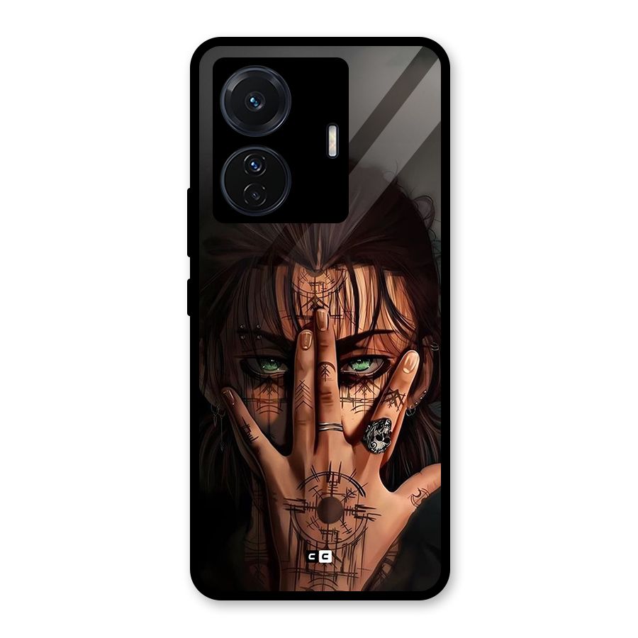 Eren Yeager Illustration Glass Back Case for Vivo T1 Pro