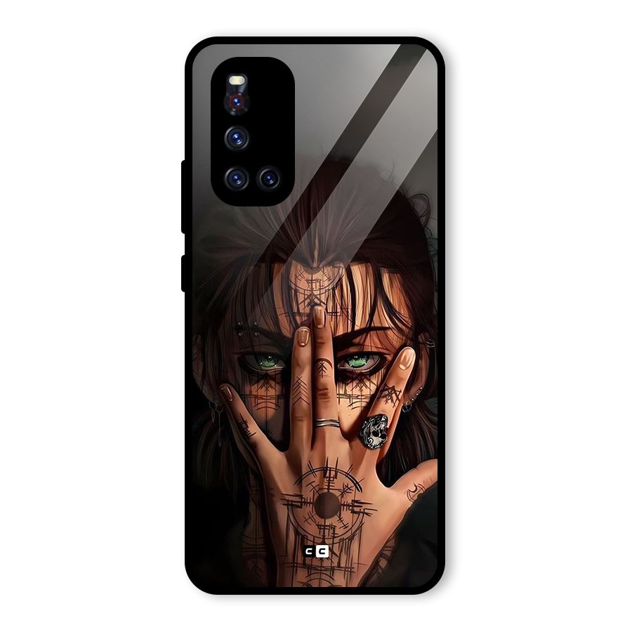Eren Yeager Illustration Glass Back Case for Vivo V19