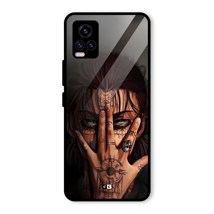 Eren Yeager Illustration Glass Back Case for Vivo V20 2021