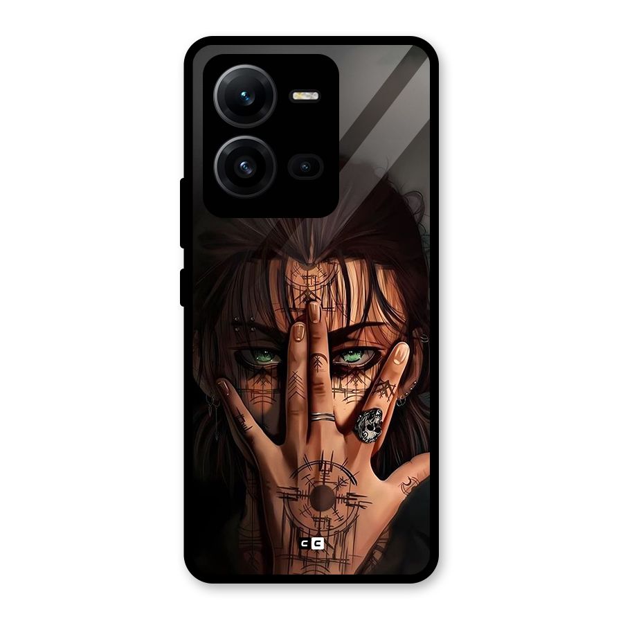 Eren Yeager Illustration Glass Back Case for Vivo V25