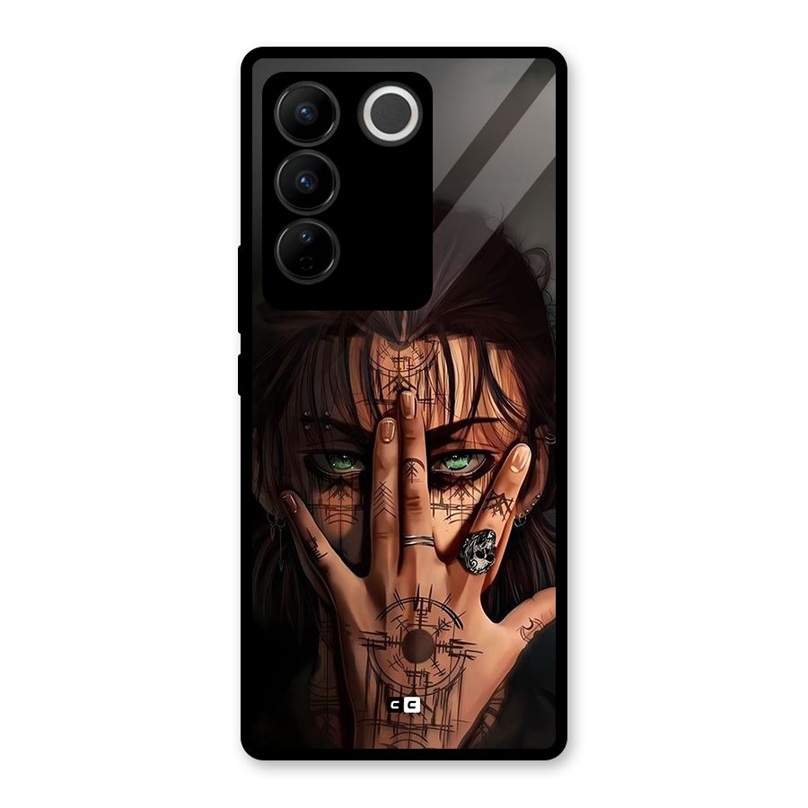 Eren Yeager Illustration Glass Back Case for Vivo V27