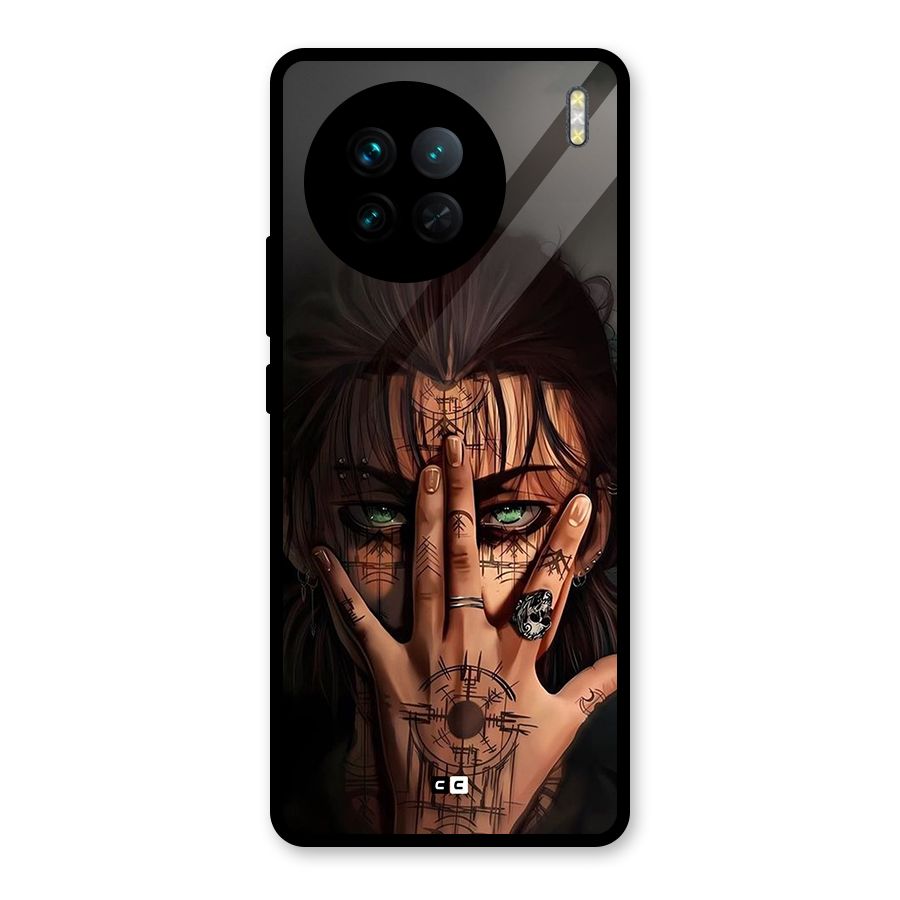 Eren Yeager Illustration Glass Back Case for Vivo X90