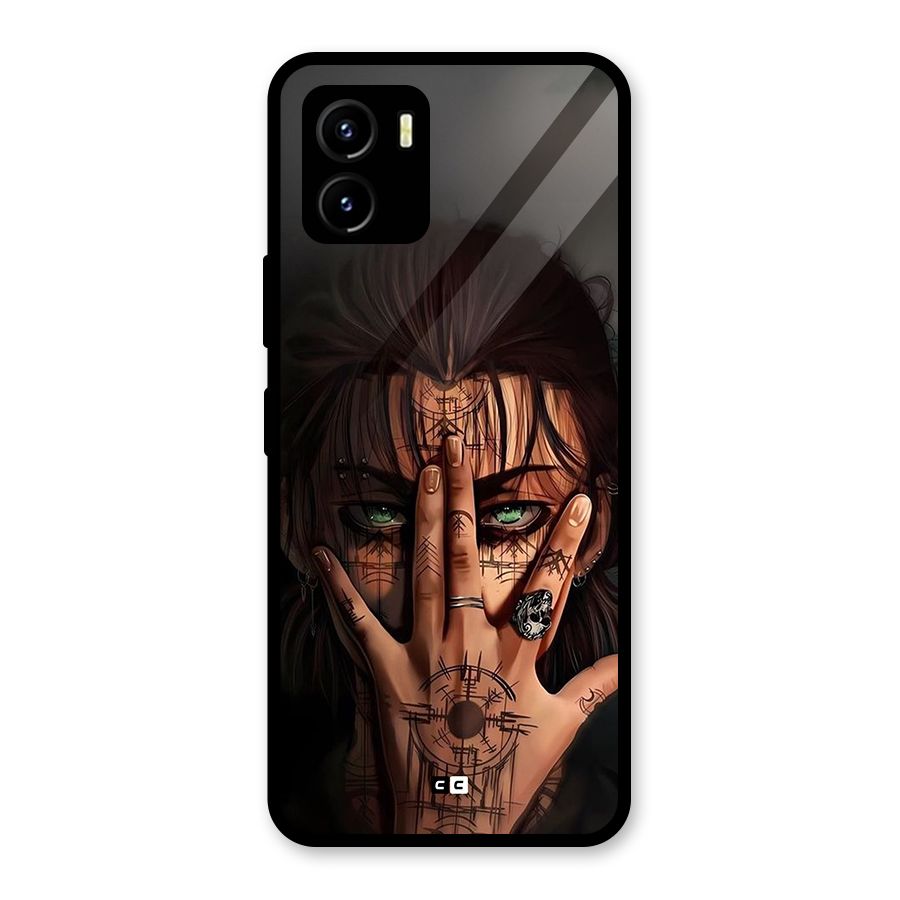 Eren Yeager Illustration Glass Back Case for Vivo Y15s