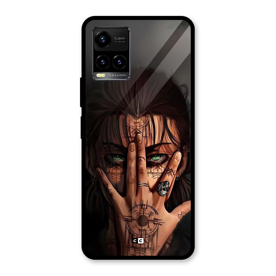 Eren Yeager Illustration Glass Back Case for Vivo Y33s
