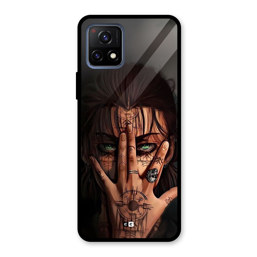 Eren Yeager Illustration Glass Back Case for Vivo Y72 5G