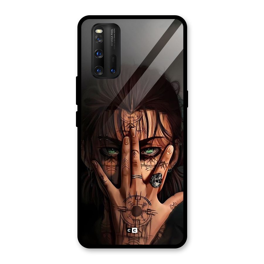 Eren Yeager Illustration Glass Back Case for Vivo iQOO 3