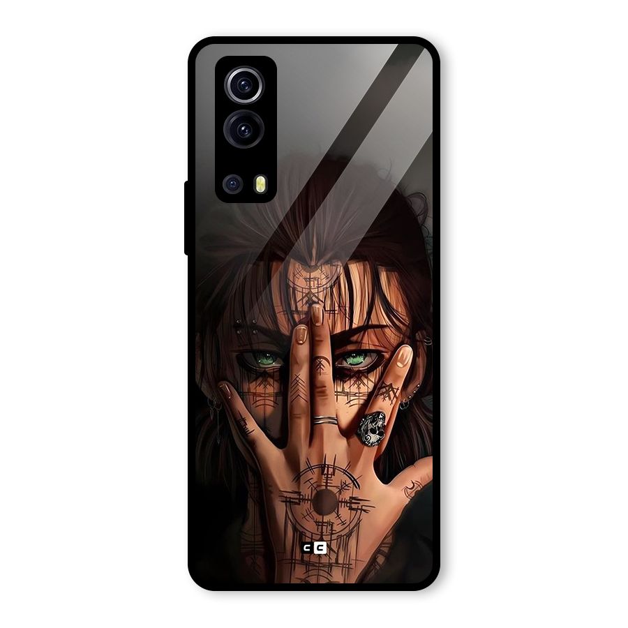 Eren Yeager Illustration Glass Back Case for Vivo iQOO Z3
