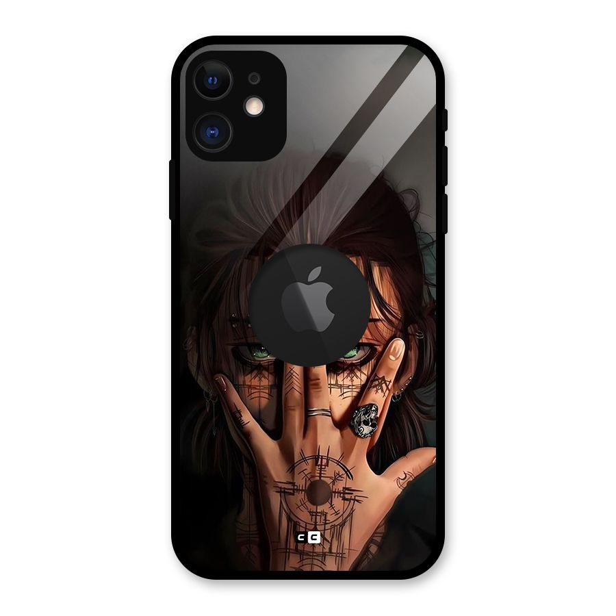 Eren Yeager Illustration Glass Back Case for iPhone 11 Logo Cut