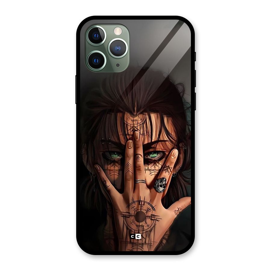 Eren Yeager Illustration Glass Back Case for iPhone 11 Pro