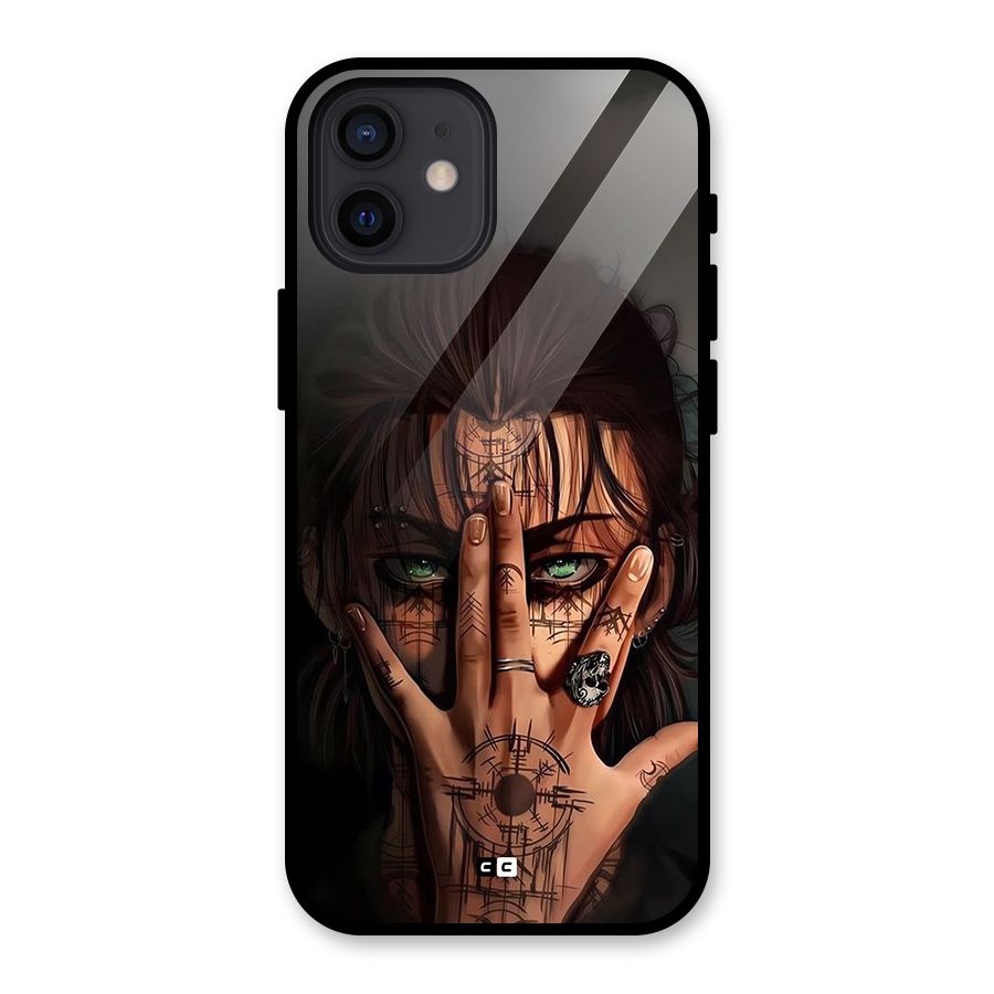 Eren Yeager Illustration Glass Back Case for iPhone 12