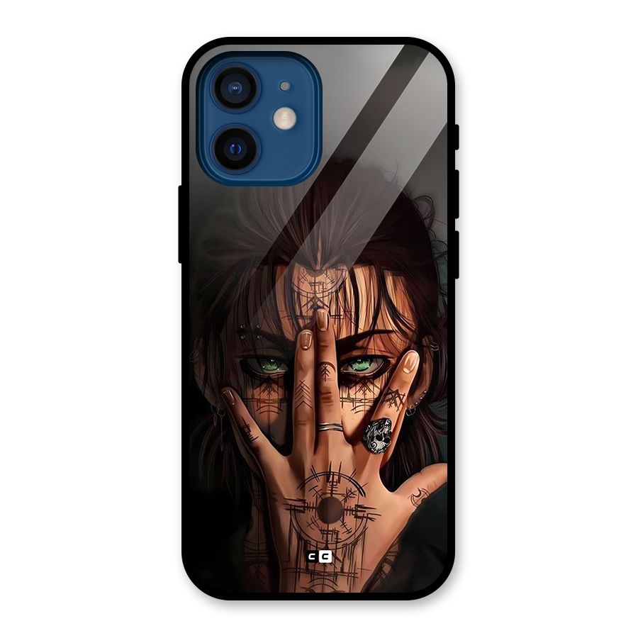 Eren Yeager Illustration Glass Back Case for iPhone 12 Mini