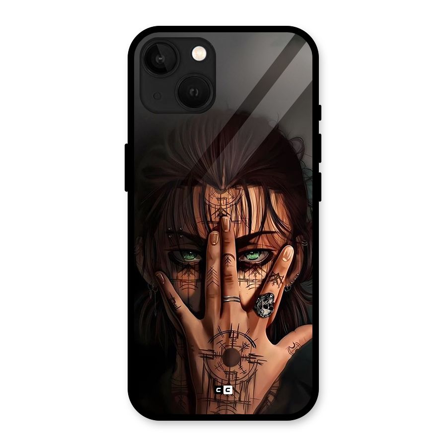 Eren Yeager Illustration Glass Back Case for iPhone 13