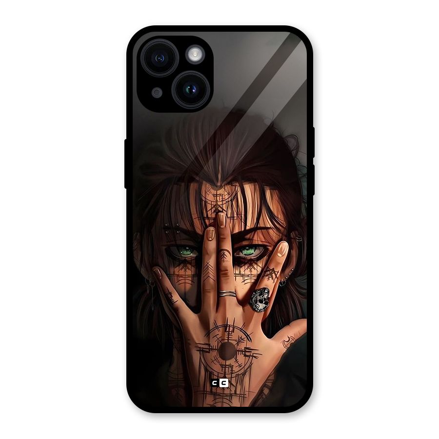 Eren Yeager Illustration Glass Back Case for iPhone 14