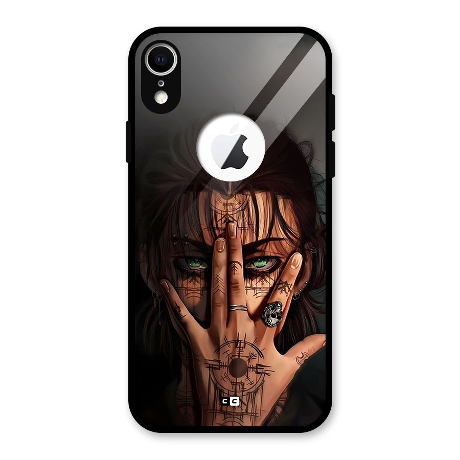 Eren Yeager Illustration Glass Back Case for iPhone XR Logo Cut