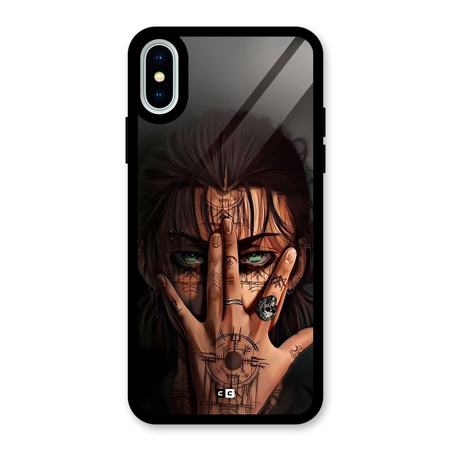 Eren Yeager Illustration Glass Back Case for iPhone XS