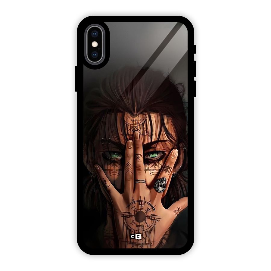 Eren Yeager Illustration Glass Back Case for iPhone XS Max