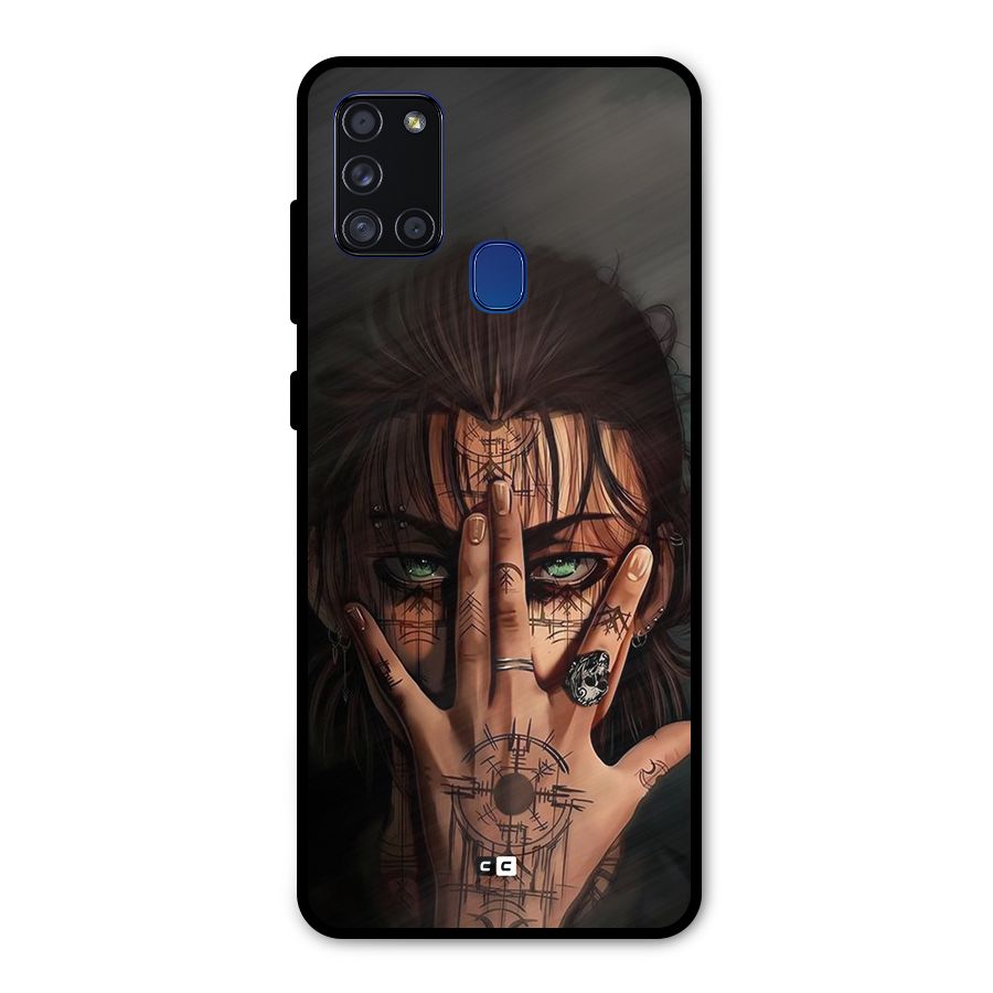 Eren Yeager Illustration Metal Back Case for Galaxy A21s