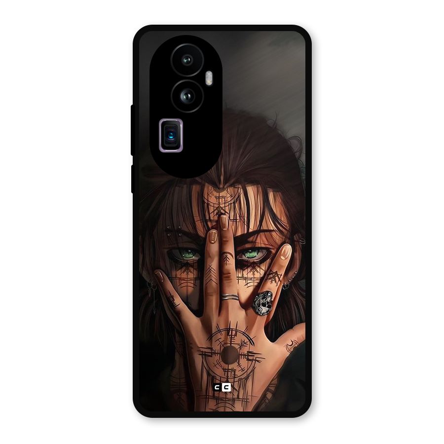 Eren Yeager Illustration Metal Back Case for Oppo Reno10 Pro Plus