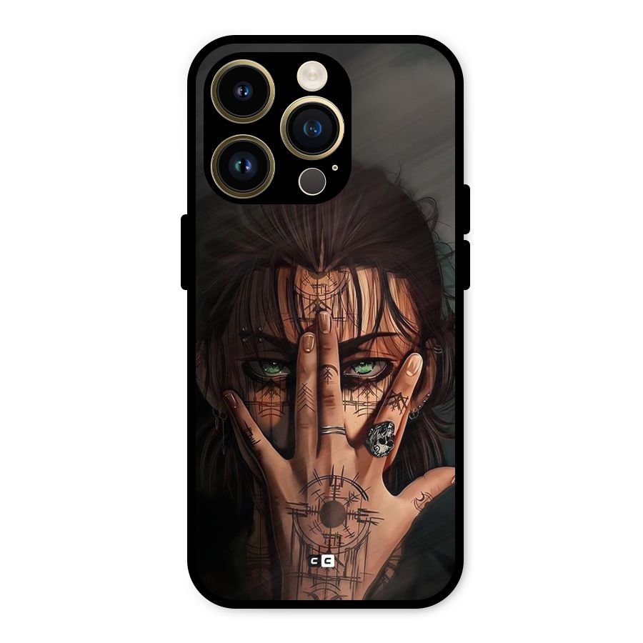 Eren Yeager Illustration Metal Back Case for iPhone 14 Pro