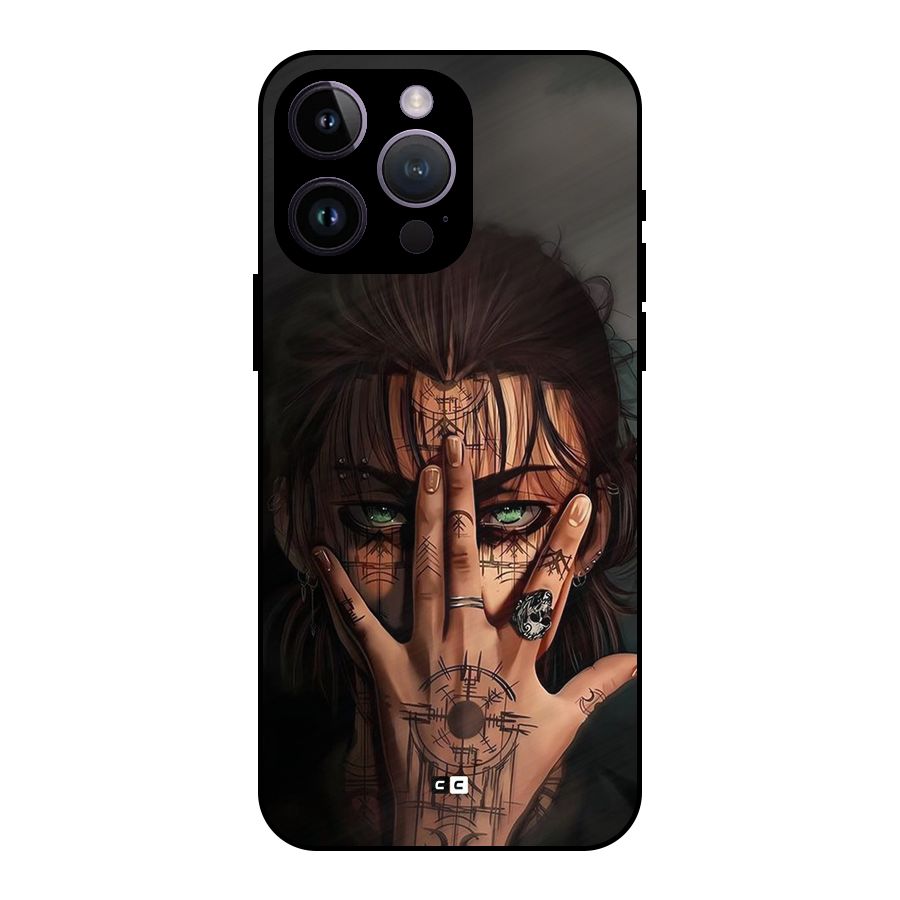 Eren Yeager Illustration Metal Back Case for iPhone 14 Pro Max