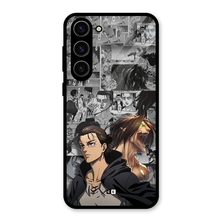 Eren Yeager Manga Glass Back Case for Galaxy S23 Plus