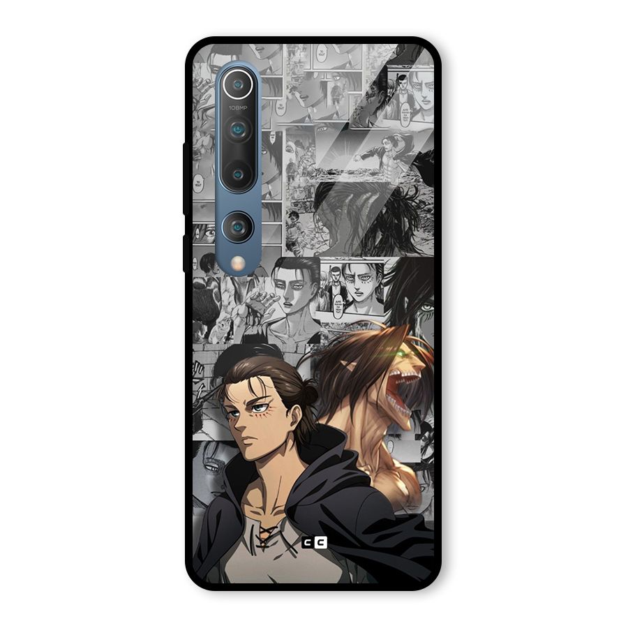Eren Yeager Manga Glass Back Case for Mi 10