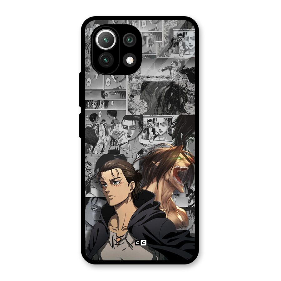 Eren Yeager Manga Glass Back Case for Mi 11 Lite