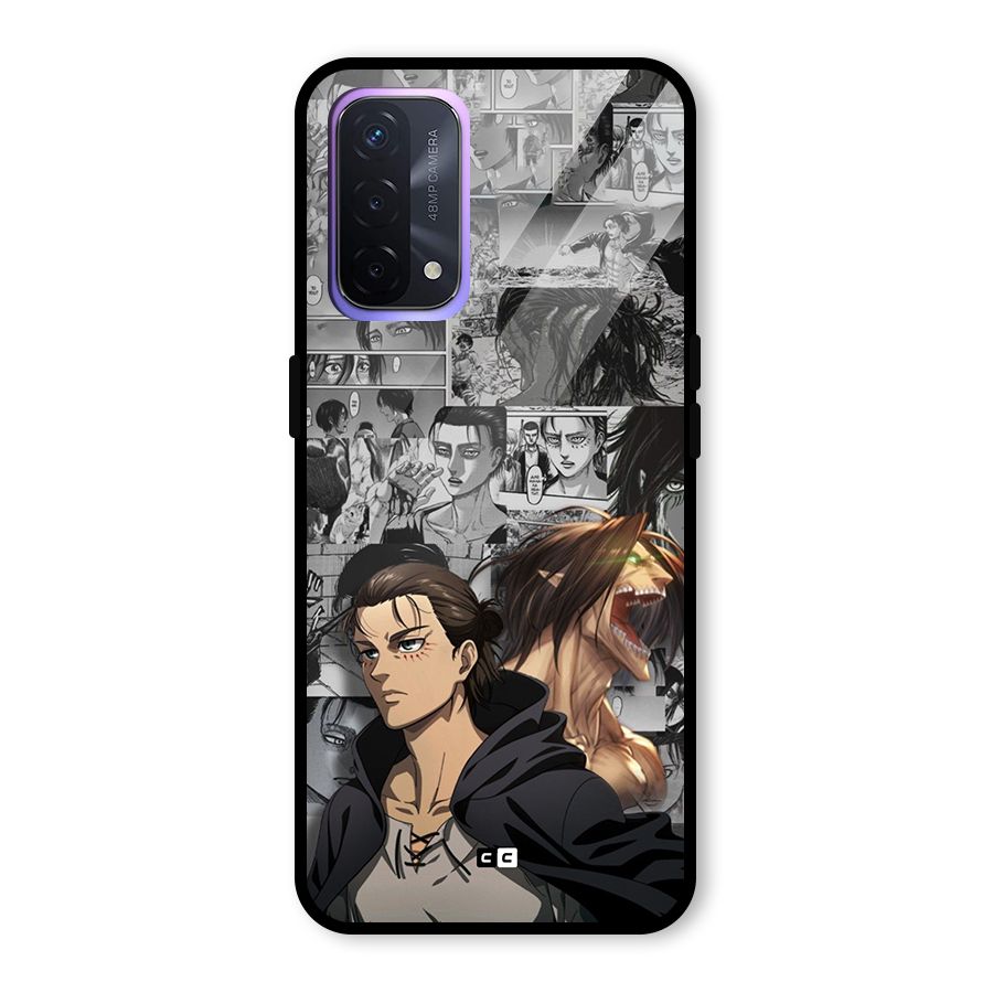 Eren Yeager Manga Glass Back Case for Oppo A74 5G