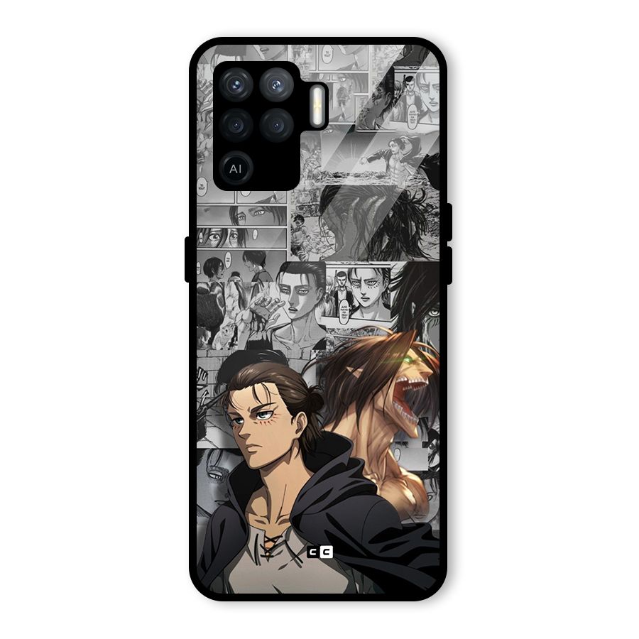 Eren Yeager Manga Glass Back Case for Oppo F19 Pro