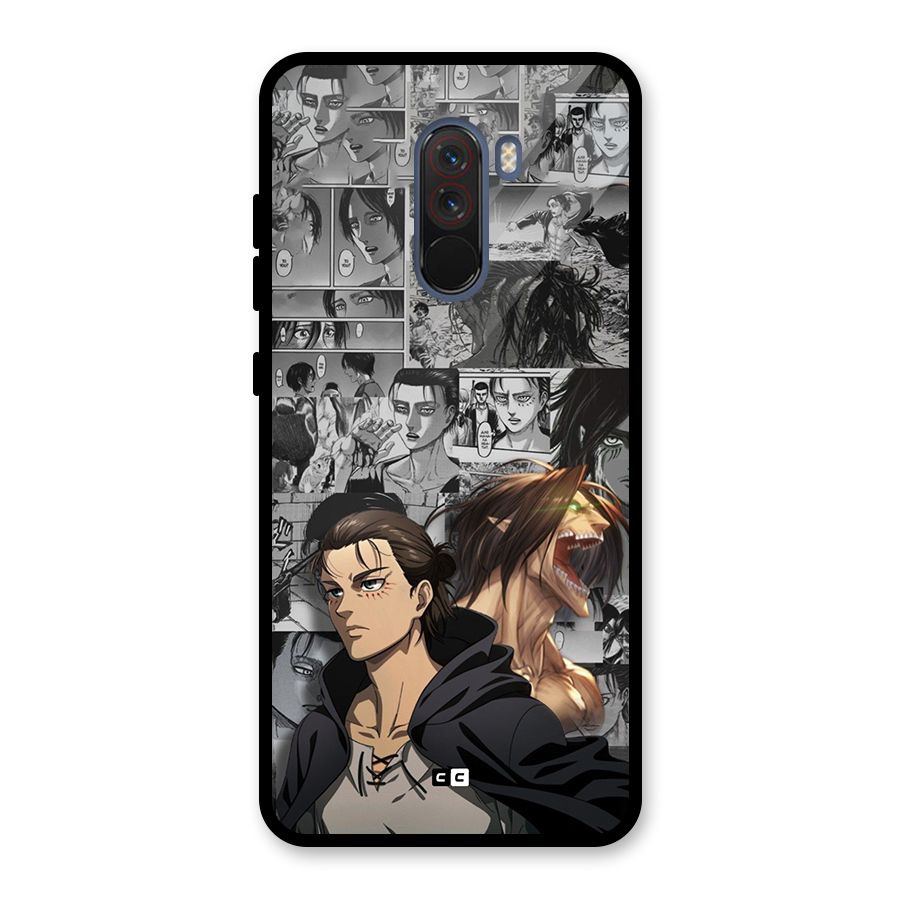 Eren Yeager Manga Glass Back Case for Poco F1