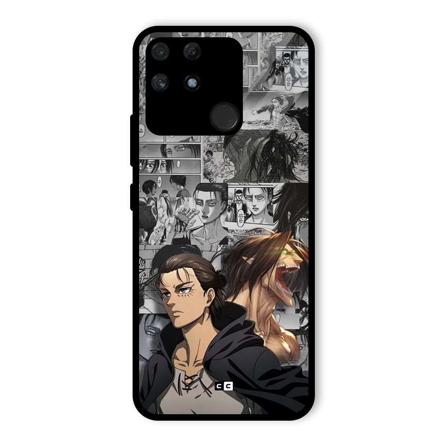 Eren Yeager Manga Glass Back Case for Realme Narzo 50A
