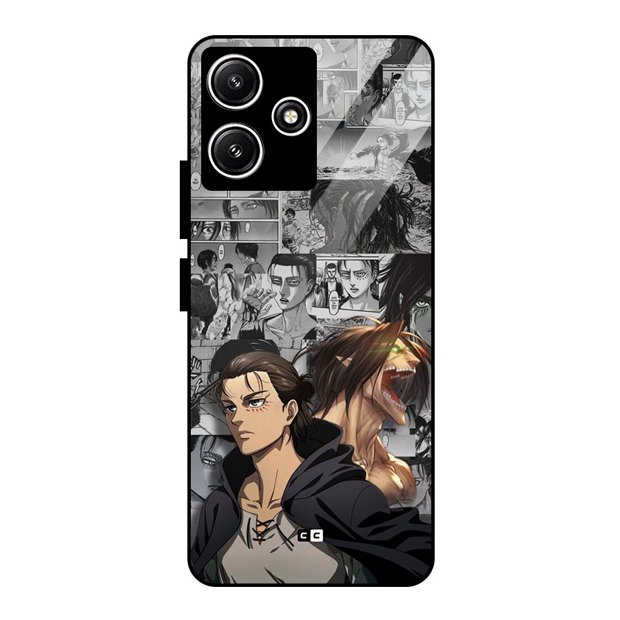 Eren Yeager Manga Glass Back Case for Redmi 12 5G