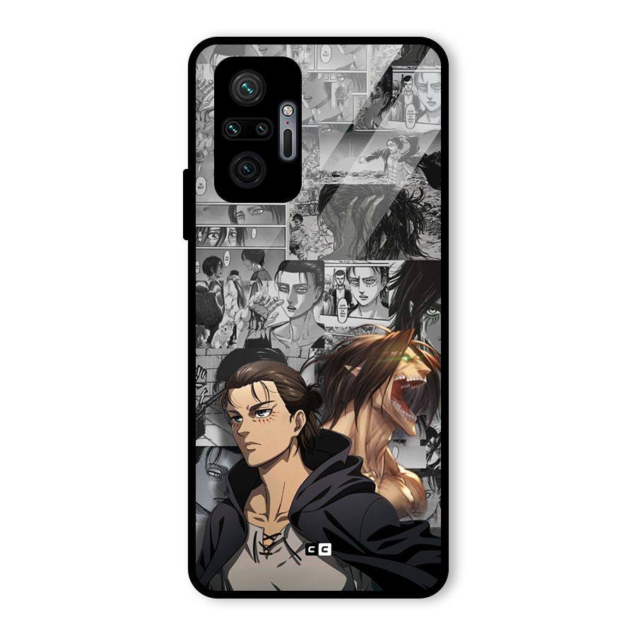 Eren Yeager Manga Glass Back Case for Redmi Note 10 Pro