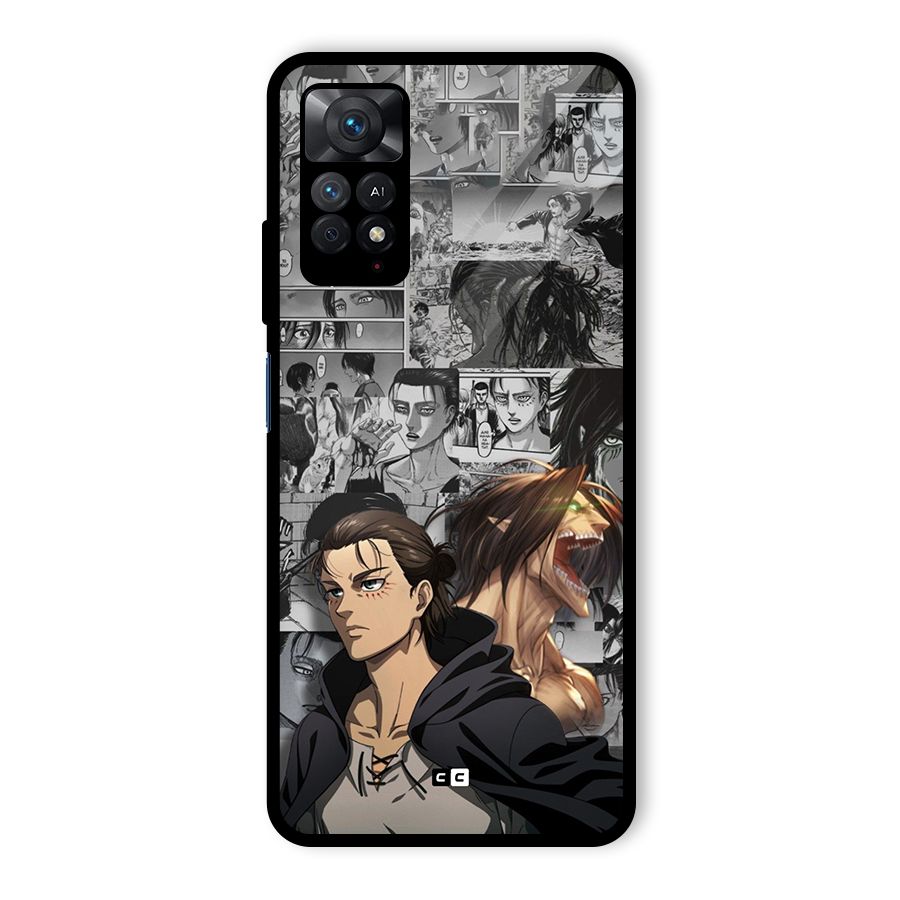 Eren Yeager Manga Glass Back Case for Redmi Note 11 Pro