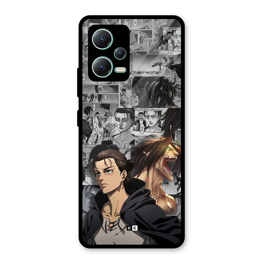 Eren Yeager Manga Glass Back Case for Redmi Note 12 5G