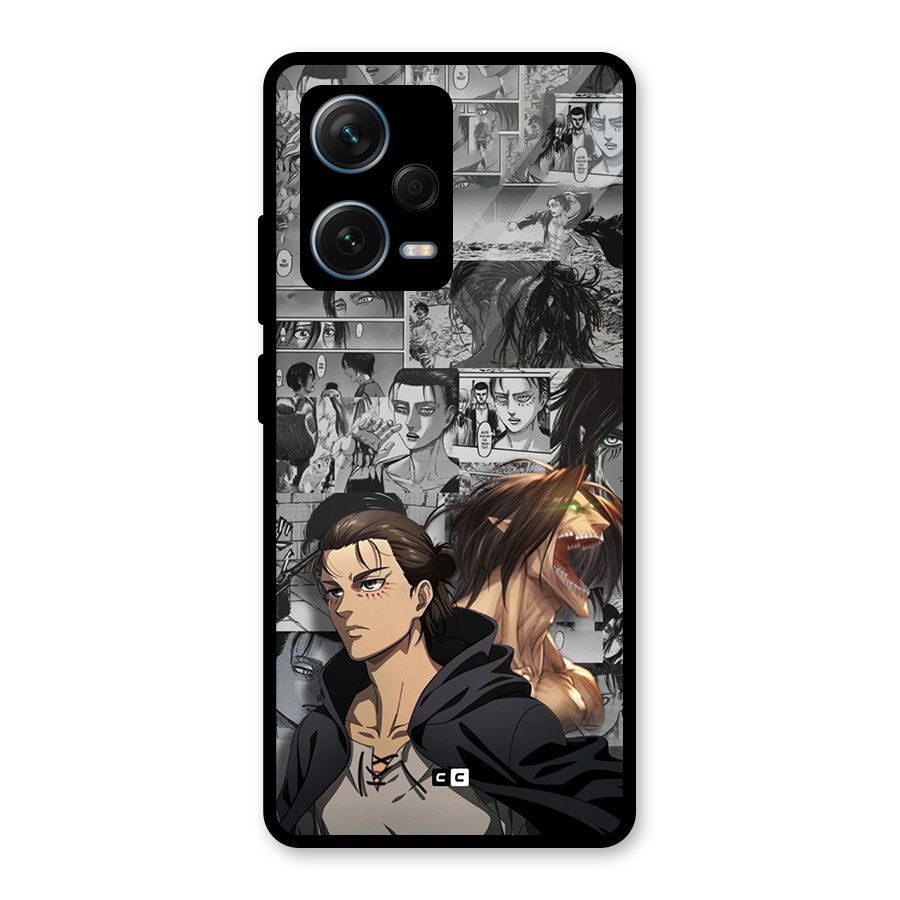 Eren Yeager Manga Glass Back Case for Redmi Note 12 Pro Plus 5G