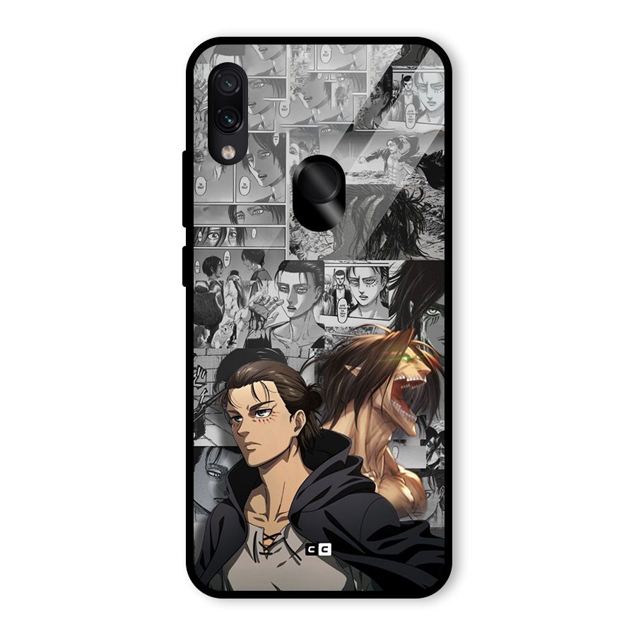 Eren Yeager Manga Glass Back Case for Redmi Note 7 Pro